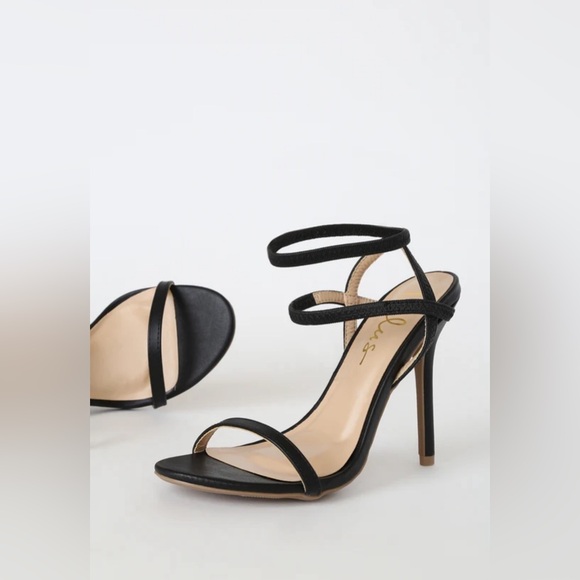 Adelle Black Ankle Strap Heels - Picture 3 of 4